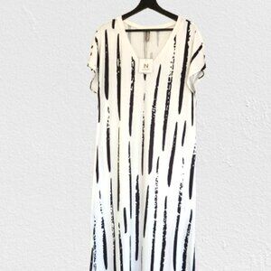 Noracora Maxi Dress, Black and White Jersey Summer Travel, Beachy, Comfort